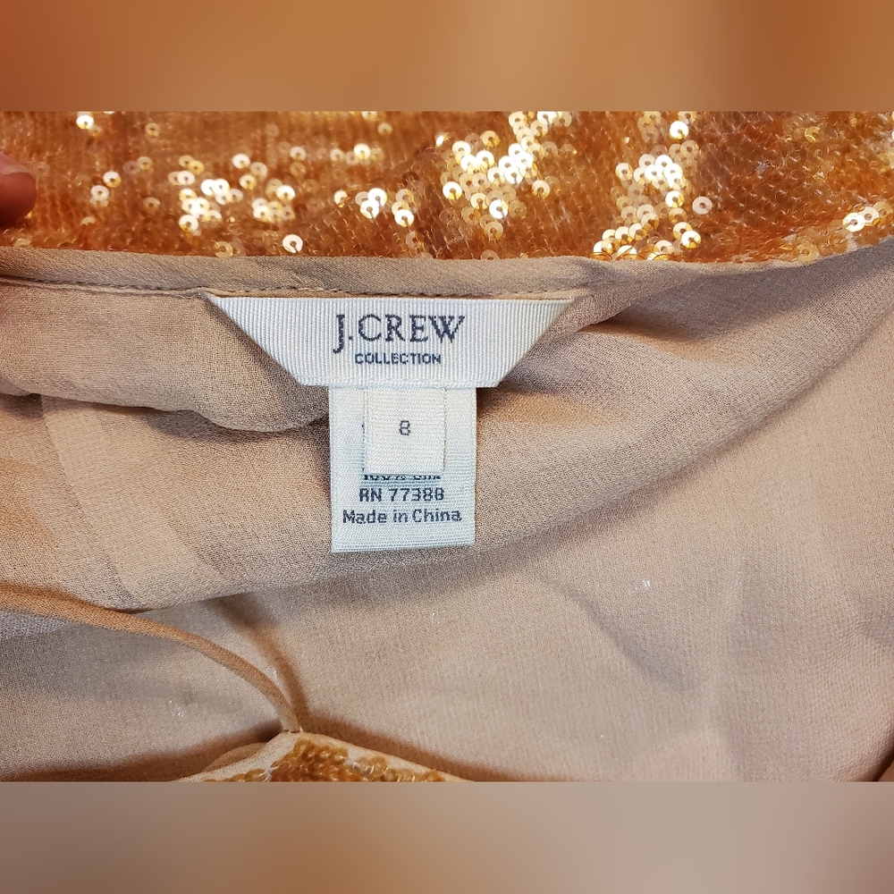 J.Crew Collection Amber Gold Sequin Silk Camisole Top Size 8 - Picture 7 of 9